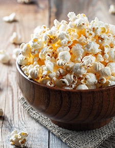Close-up of popcorn in a bowl 