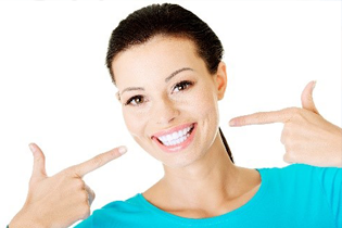 Woman with bright smile after teeth whitening