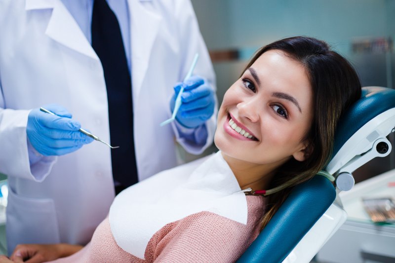 Woman smiling at dentist's appointment